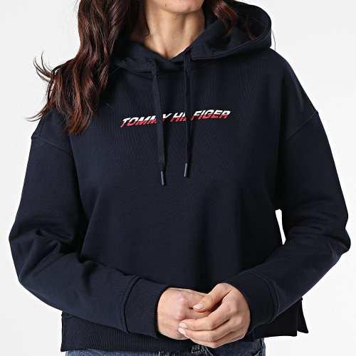Sweat Capuche Femme Crop Graphic 1264 Bleu Marine