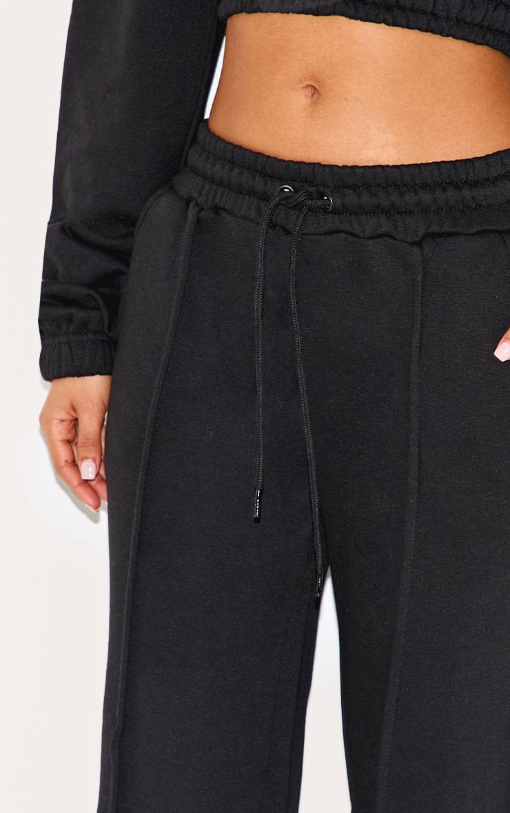 Noir Jogging Petite À Jambes Larges Avec Détails De Coutures