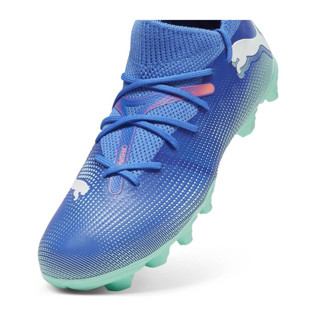 Puma Future 7 Matchjunior voetbalschoenen kobaltblauw/wit/mintgroen