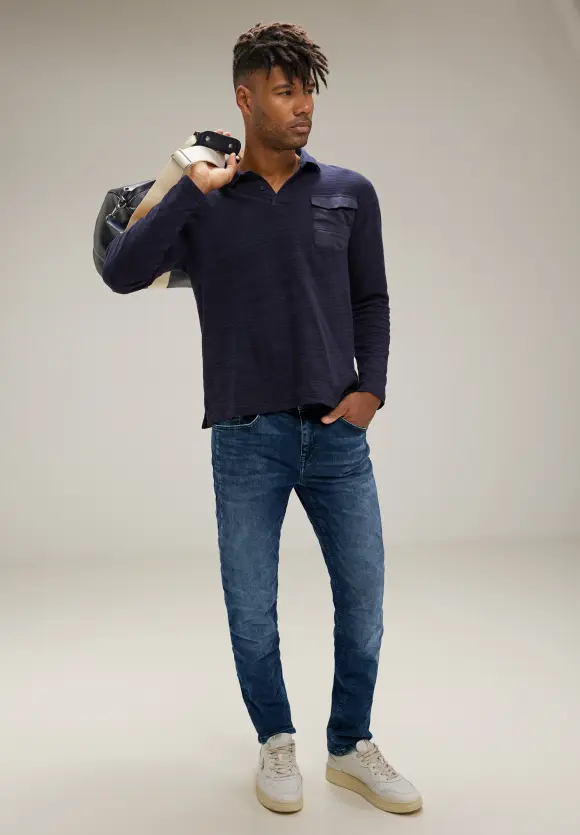Regular Fit Jeans - mid Indigo blue random wash