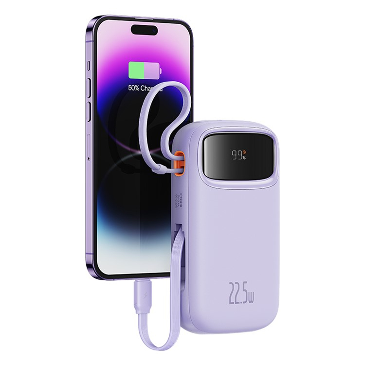 (22.5W) 20000mAh USB A / USB C Powerbank Power Delivery Ladegerät inkl. USB C / Lightning Ladekabel mit LED Anzeige - Lila