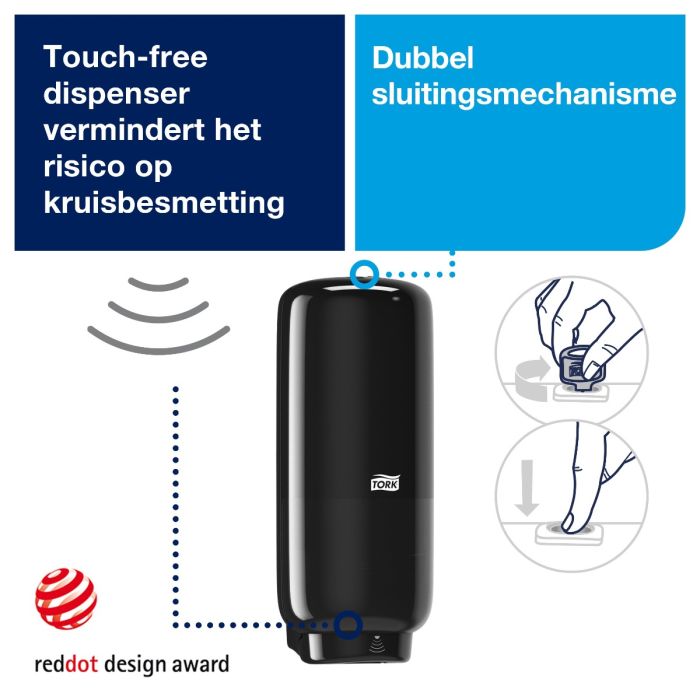 Tork 561608 Sensor zeepdispenser voor schuimzeep en antibacteriële handzeep S4, zwart (561608) (561609)