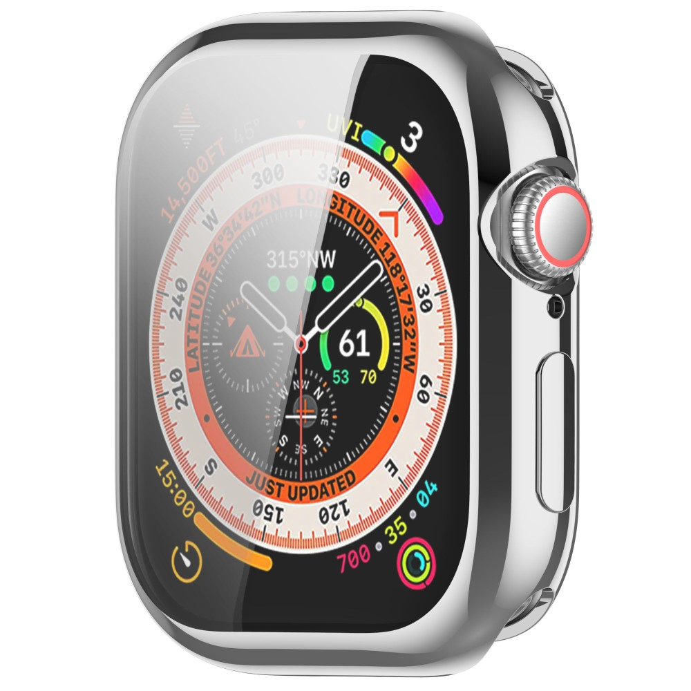Apple Watch (46 mm) Galvanisierte Gummi Bumper Hülle mit Displayschutz - Silber