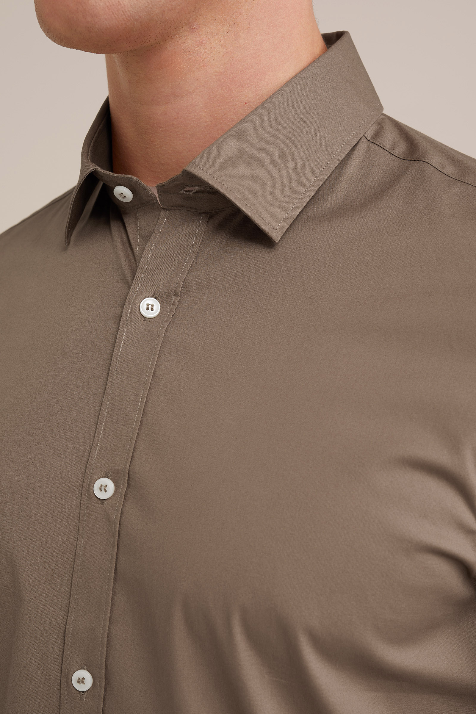 anti-odour overhemd met stretch Fundamentals Kaneelbruin