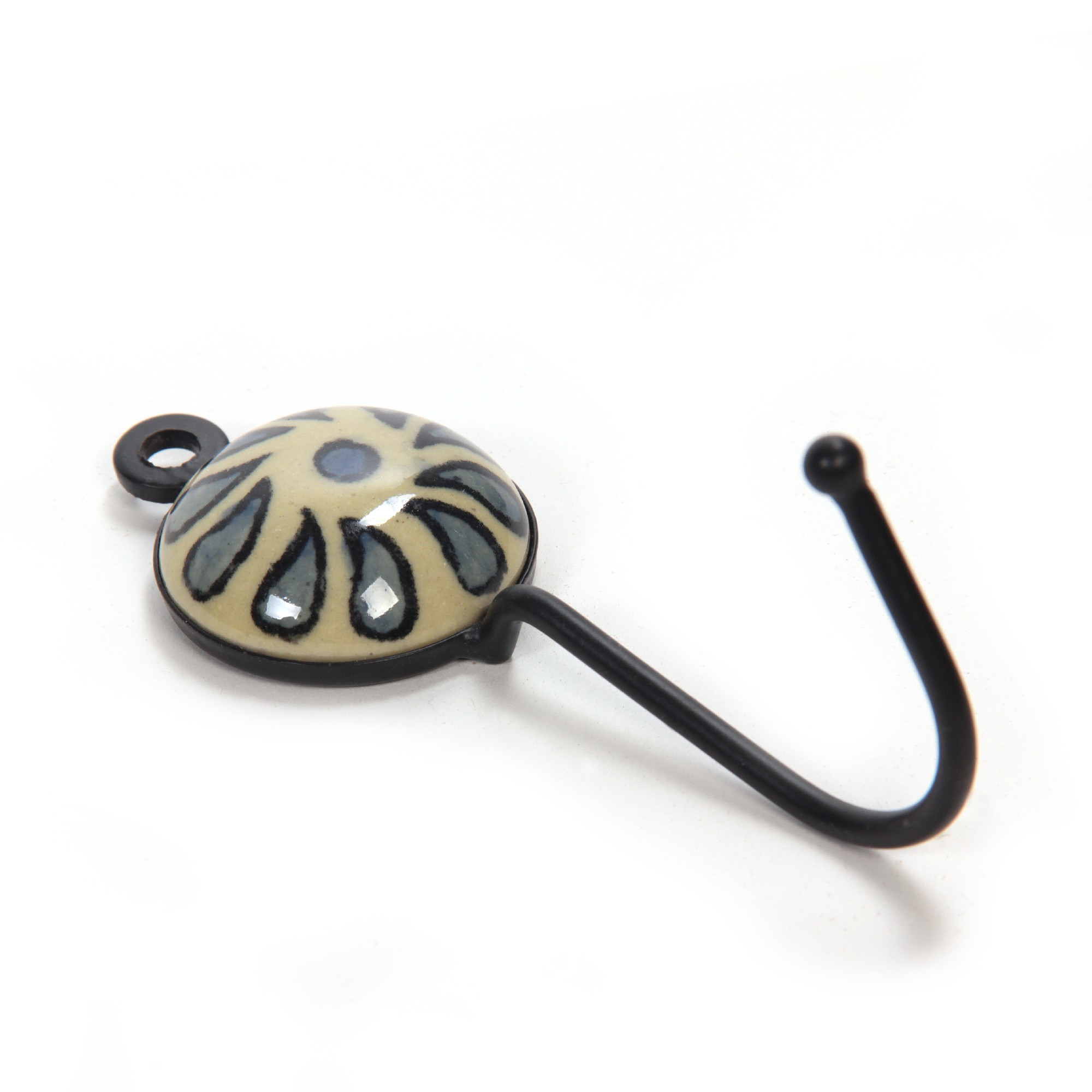 Wandhaken 1fach, handglasiert, L 4,5 cm, B 4,5 cm, H 15 cm von fischer's lagerhaus