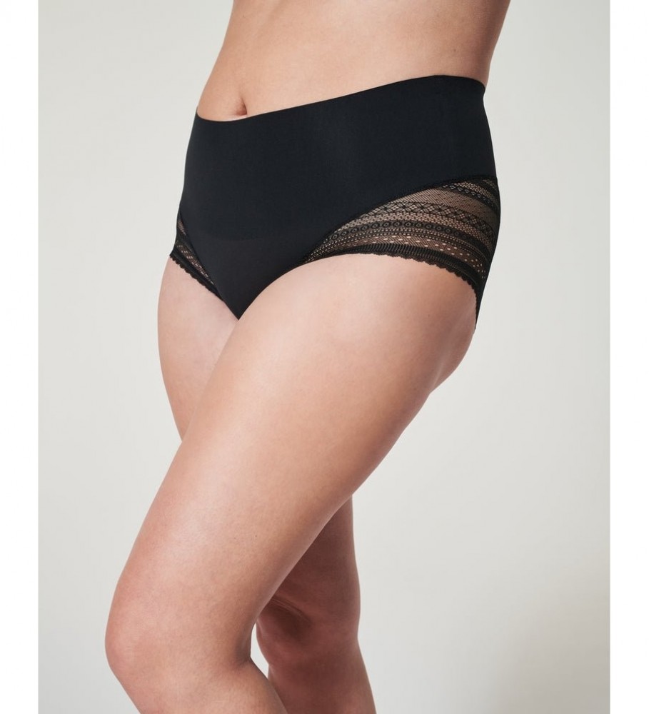 Calcinha de cintura alta SPANX com renda preta