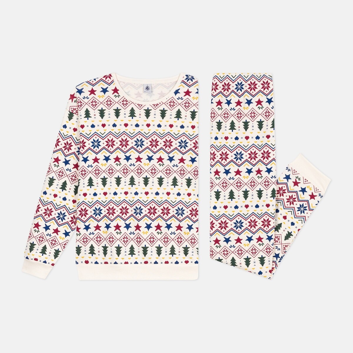 PETIT BATEAU<br>Pijama estampado com estampa natalina