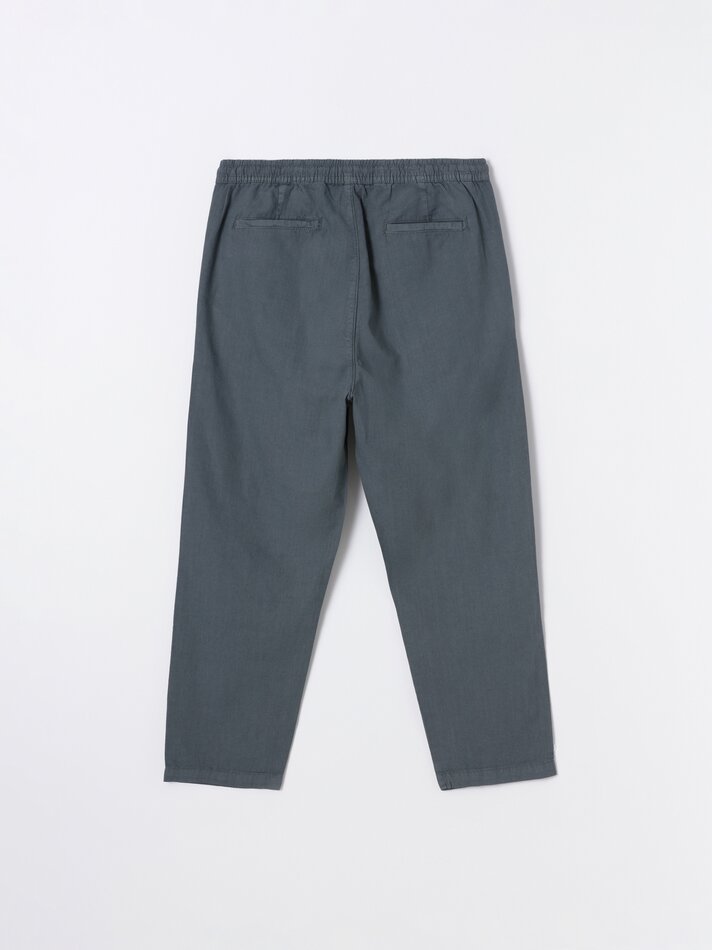 Calça jogger em algodão e linho - Azul escuro