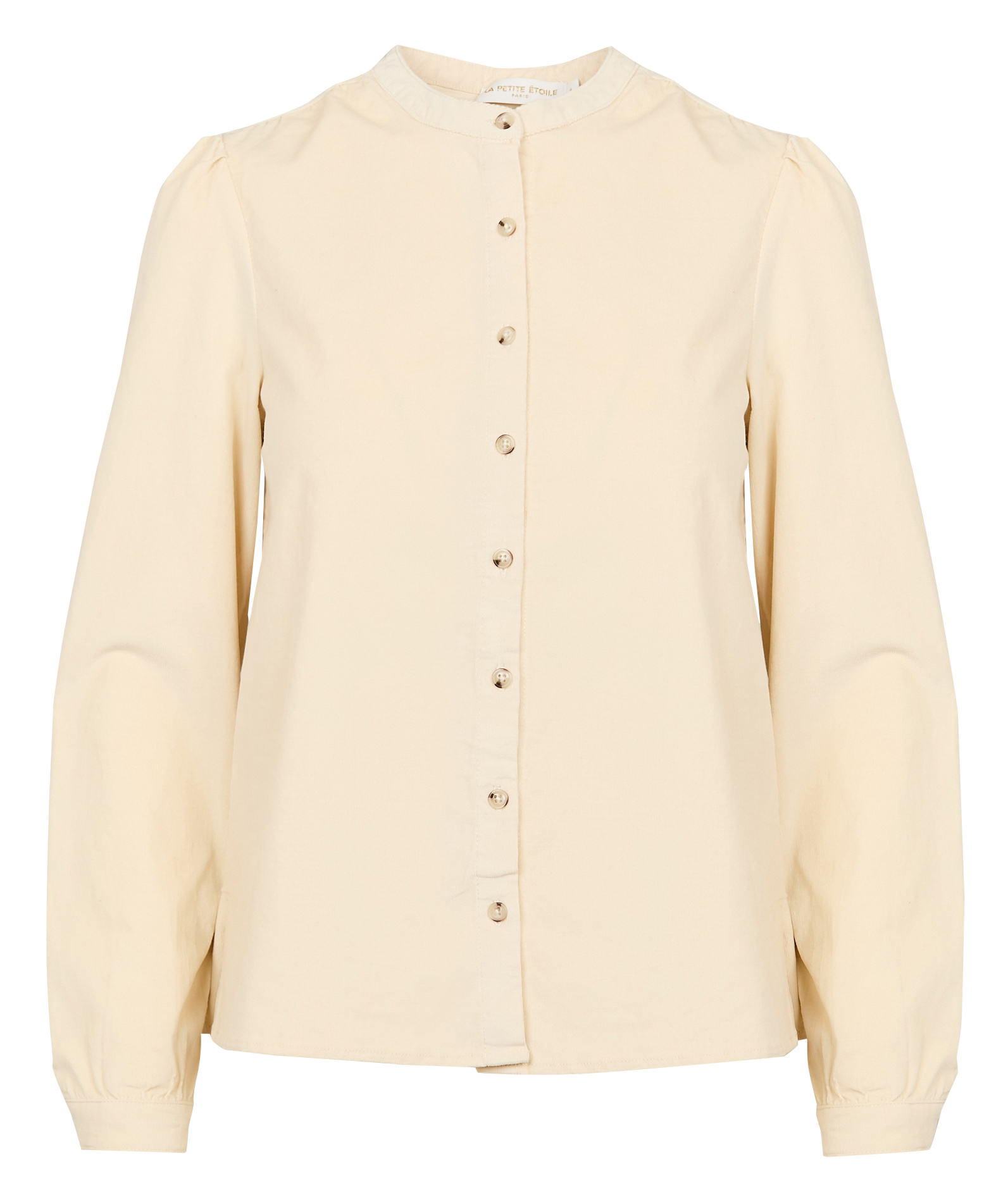 BLONDIE - Chemise col rond droite en coton mélangé | Beige
