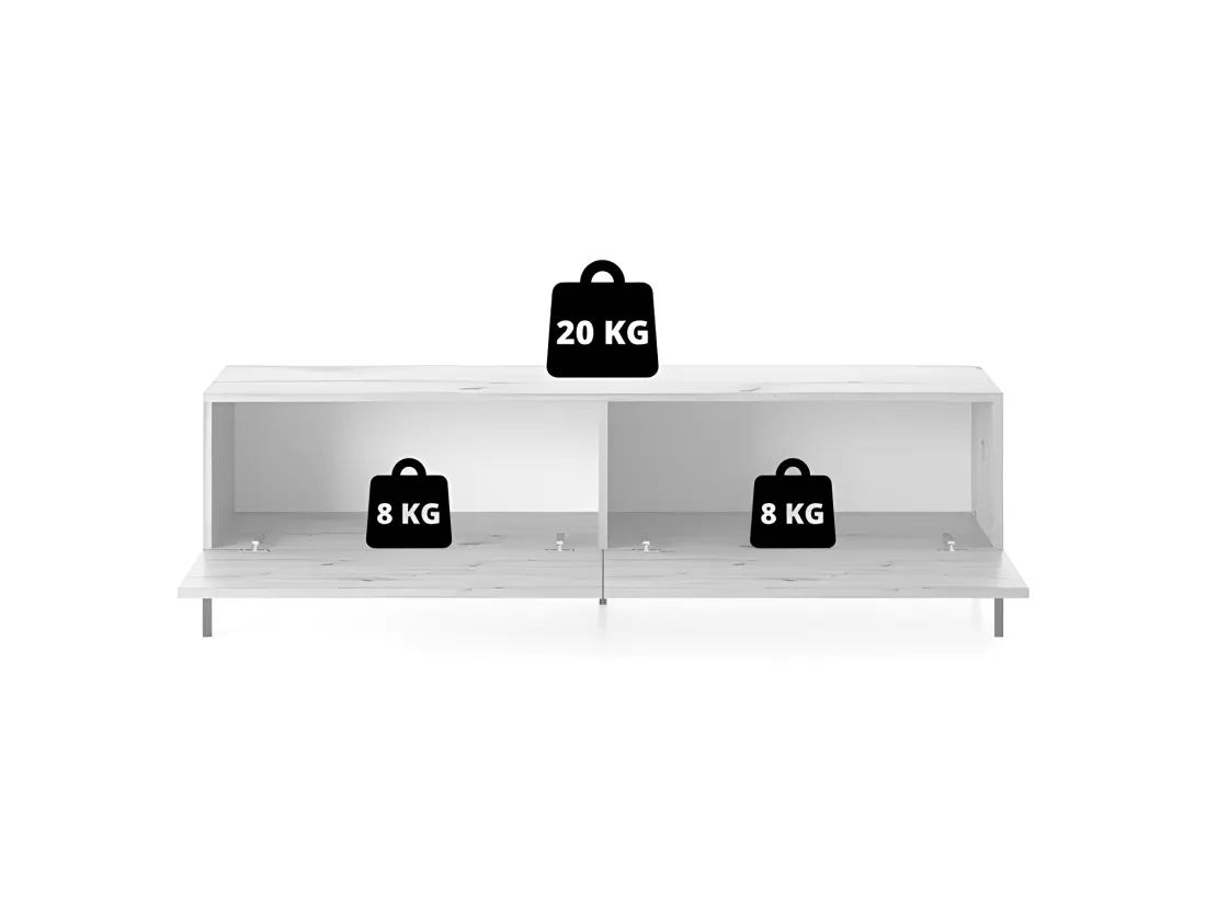 Meuble TV 140 cm - noir/lattes de chêne - LAMMELO