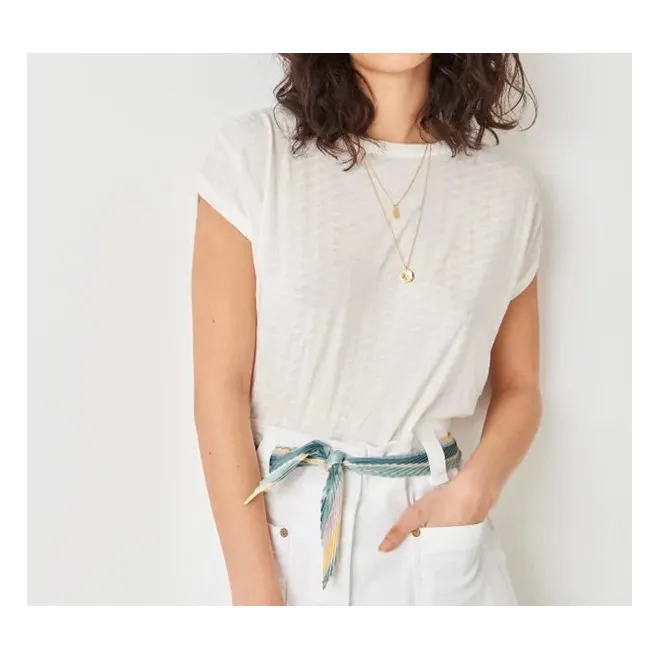 Sessùn T-shirt Sixto Jacquard | Ecru