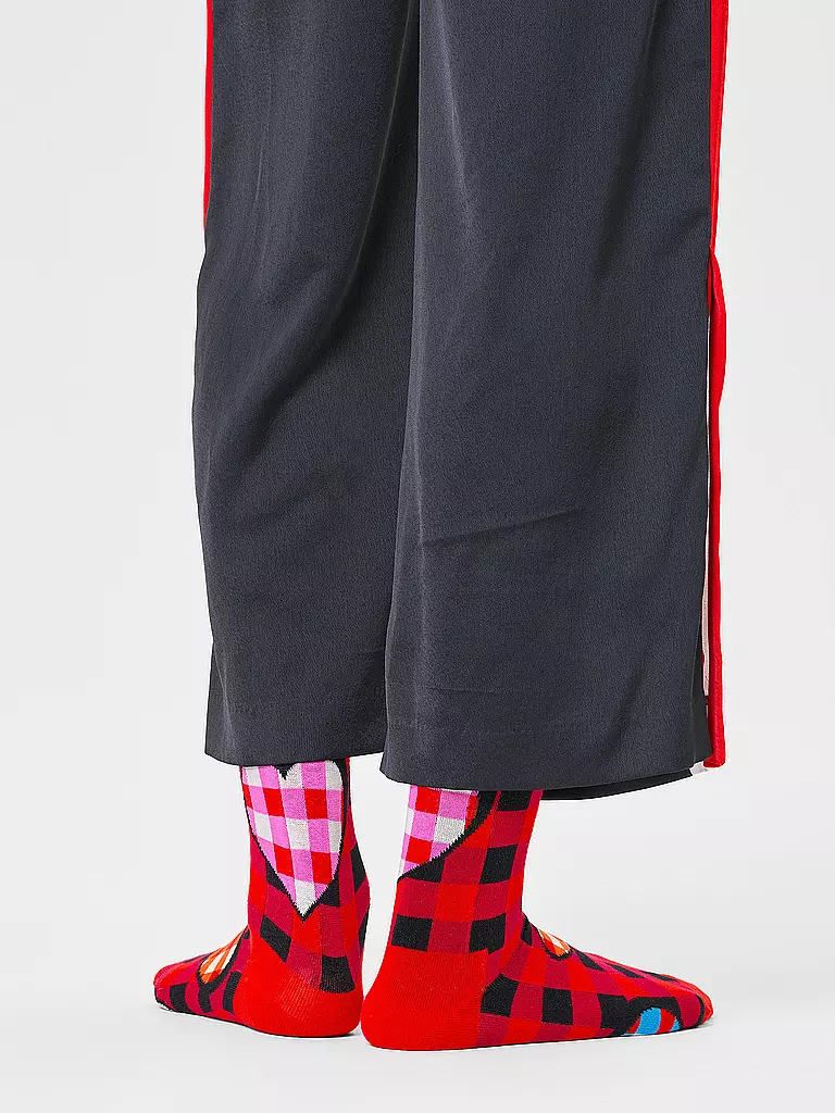 HAPPY SOCKS Herren Socken CHECKED HEART 41-46 red rot