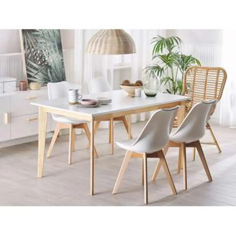 SOLA - Uitschuifbare eettafel - Wit - 90 x 140/180 cm - MDF