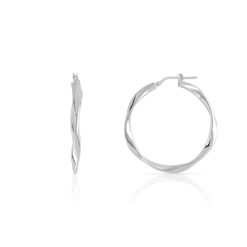 Boucles d'oreilles argent 925 effet ondulé 30 mm