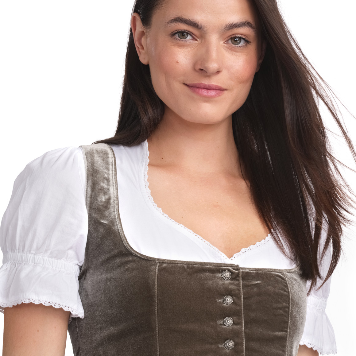 Gina Benotti Damen Dirndl mit Velvet oliv / dunkelblau