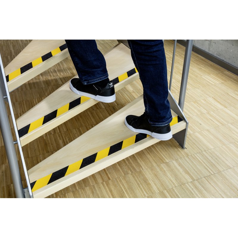 Ruban marquage au sol antidérapant Duraline Grip 15 m x 50 mm, noir/jaune