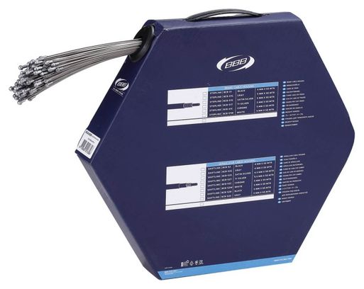 Boite de 100 câbles de freins pour Vélo Route ''BrakeWire'' Workshop BBB 1.5mmx1700mm