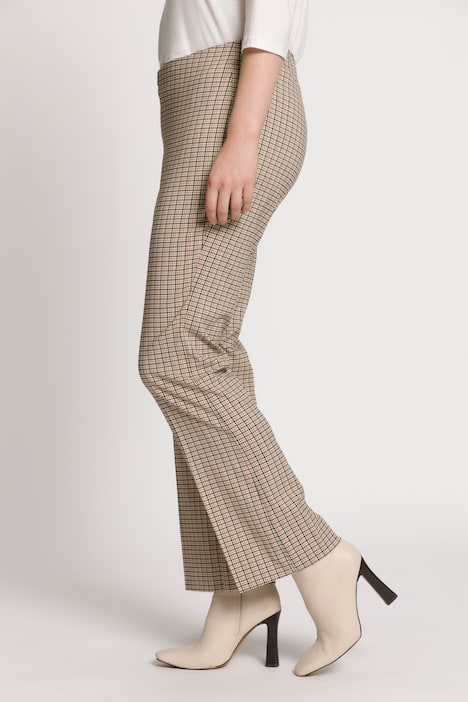 Bootcut-Hose, Karo, Bügelfalten, Komfortbund