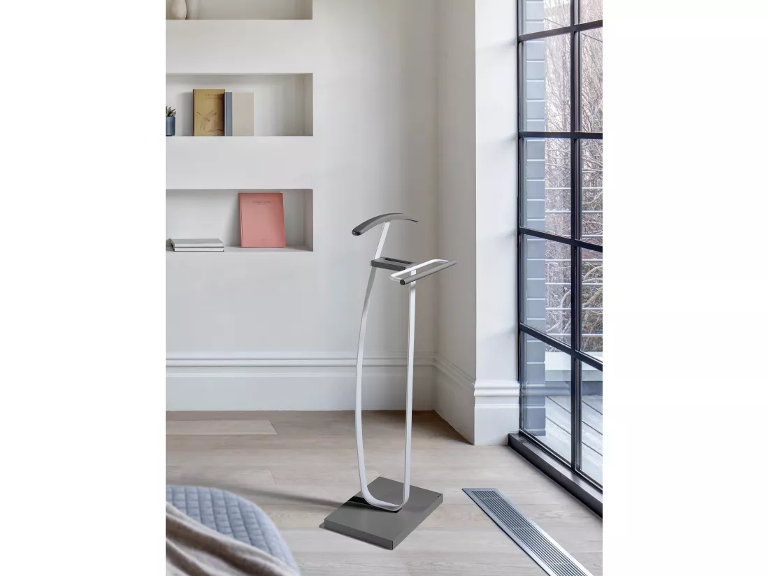 Valet de nuit - H115cm x L48cm x P30cm - hêtre massif gris/blanc - City