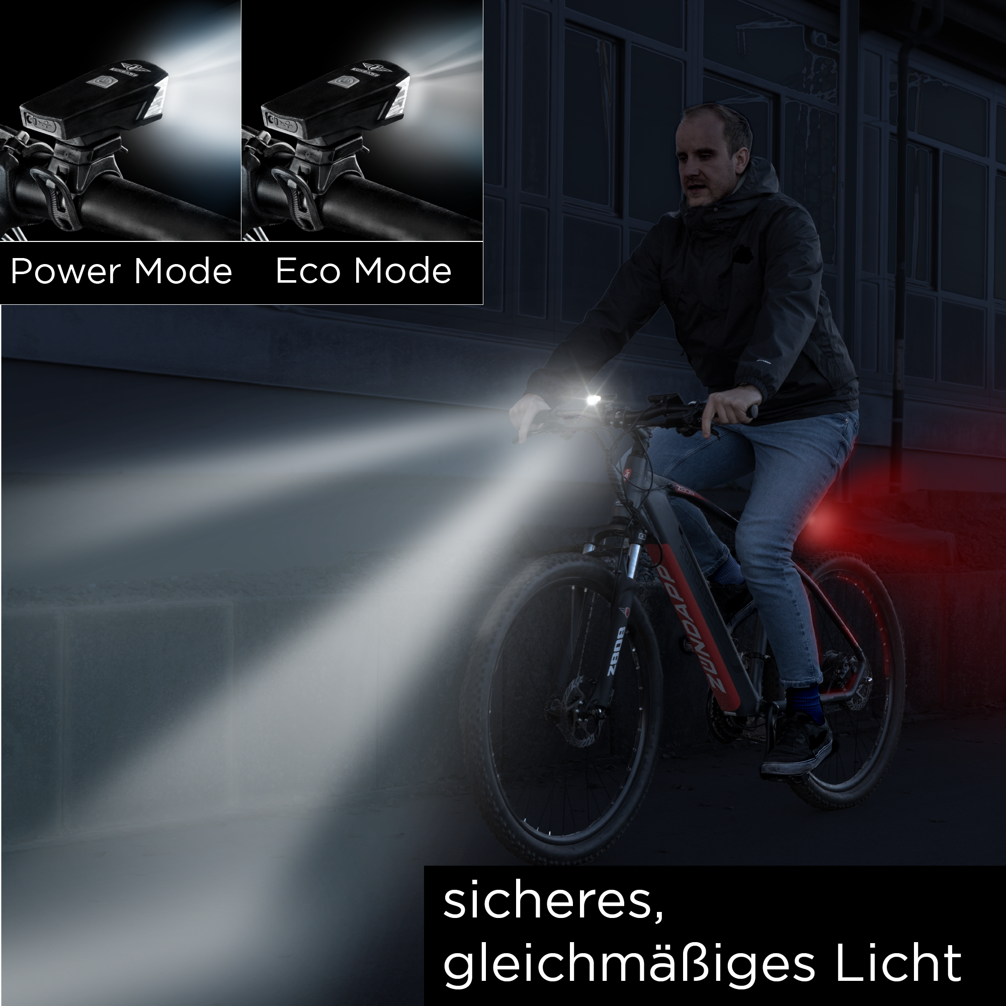 Zündapp ZA.K.15 LED Beleuchtungsset StVZO Fahrradlicht Fahrrad Akku Lampenset