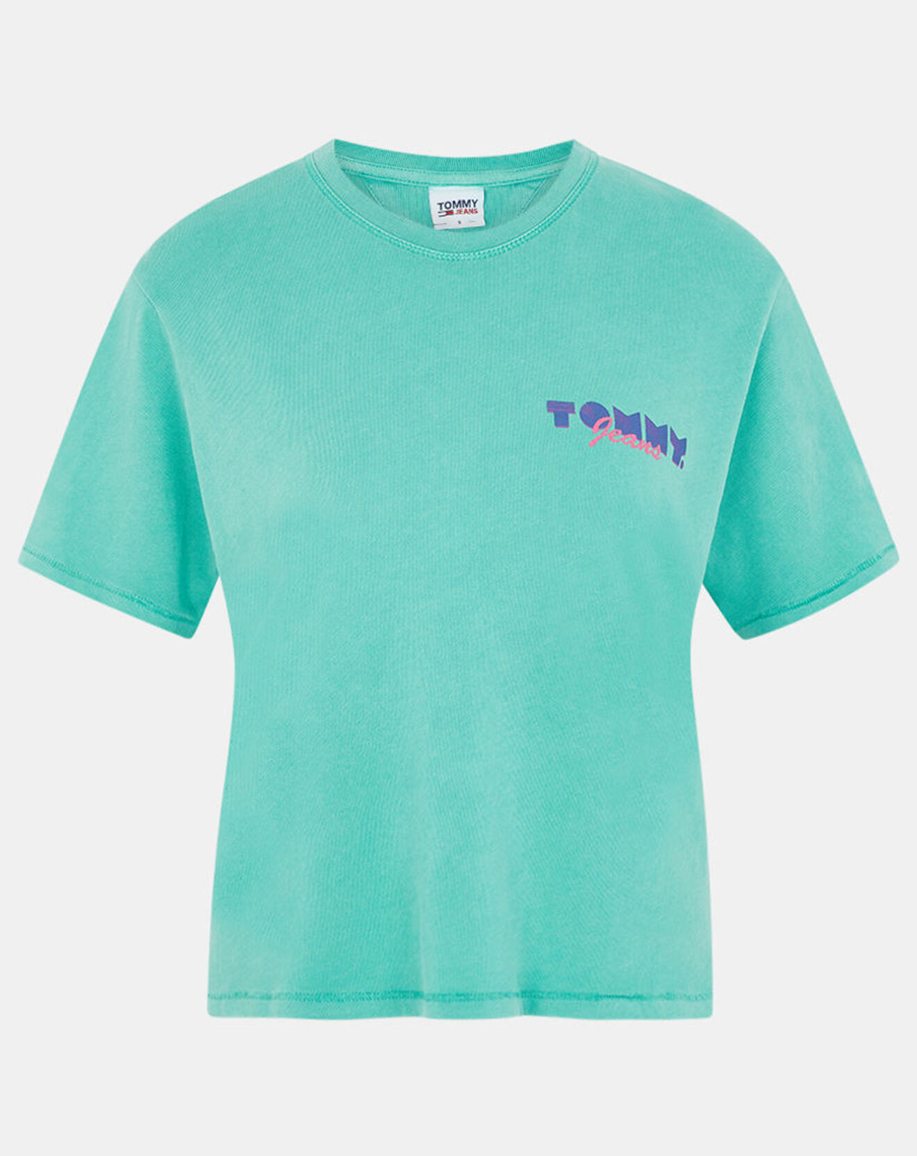 Tommy Jeans T-Shirt 100% Coton Bio Crop Vintage vert