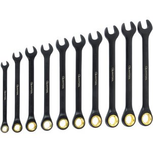 Jeu de clés mixtes à fourche à cliquet, 10 pièces