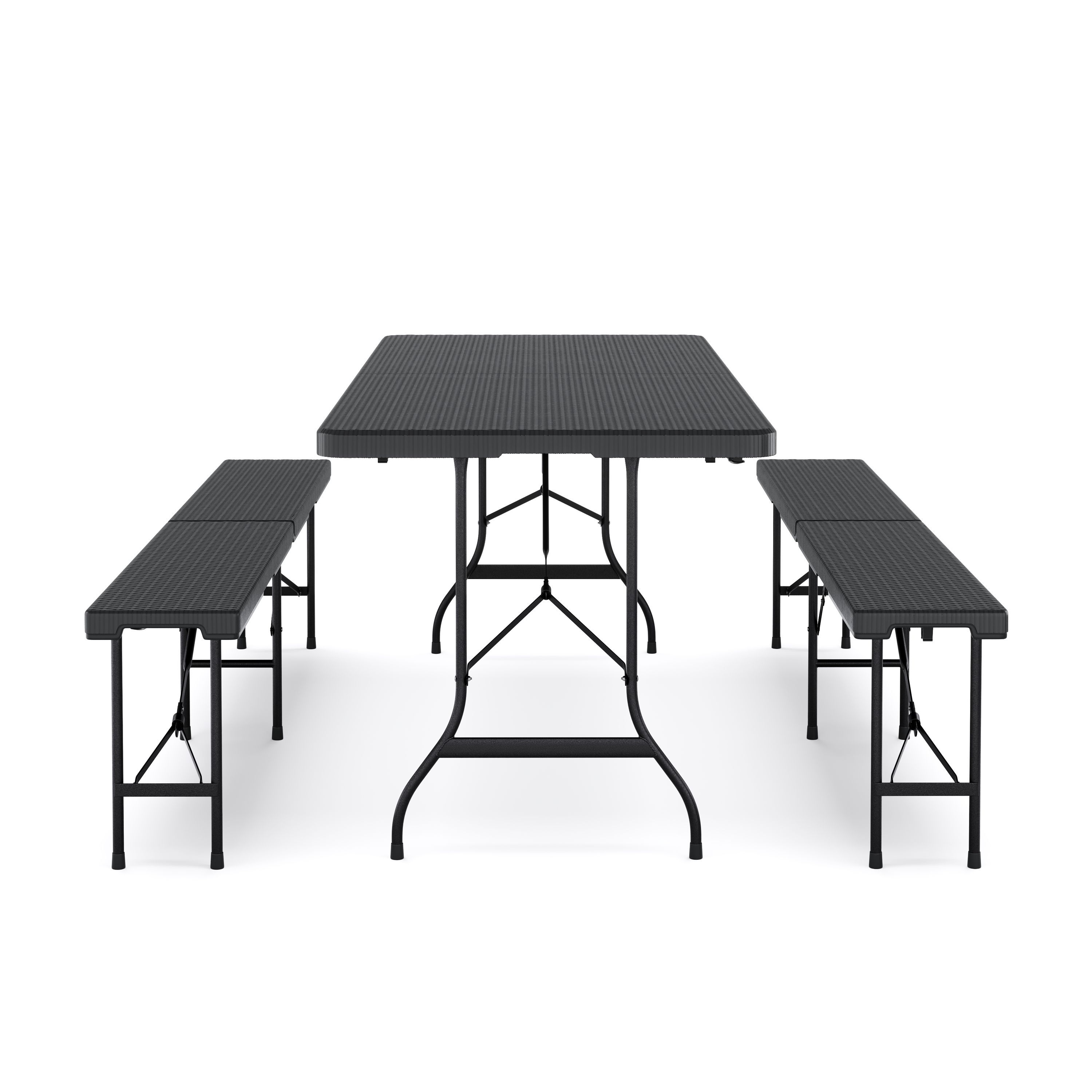 Campingtisch Garnitur klappbar 180 cm Rattanoptik
