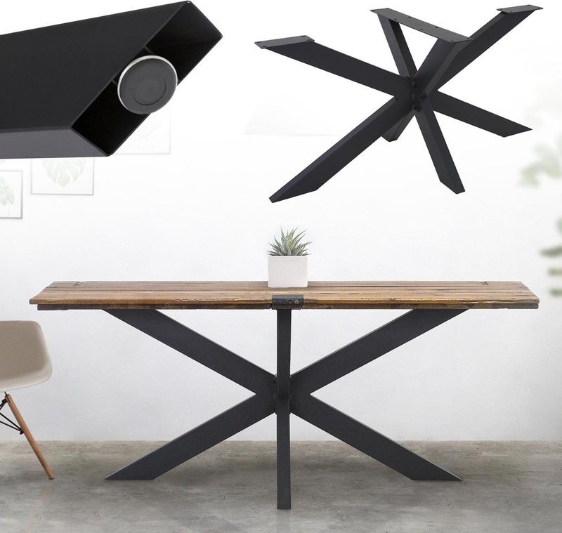 ML-Design Tafelpoten X-Design - Zwart - 78x71x120 cm - Metaal