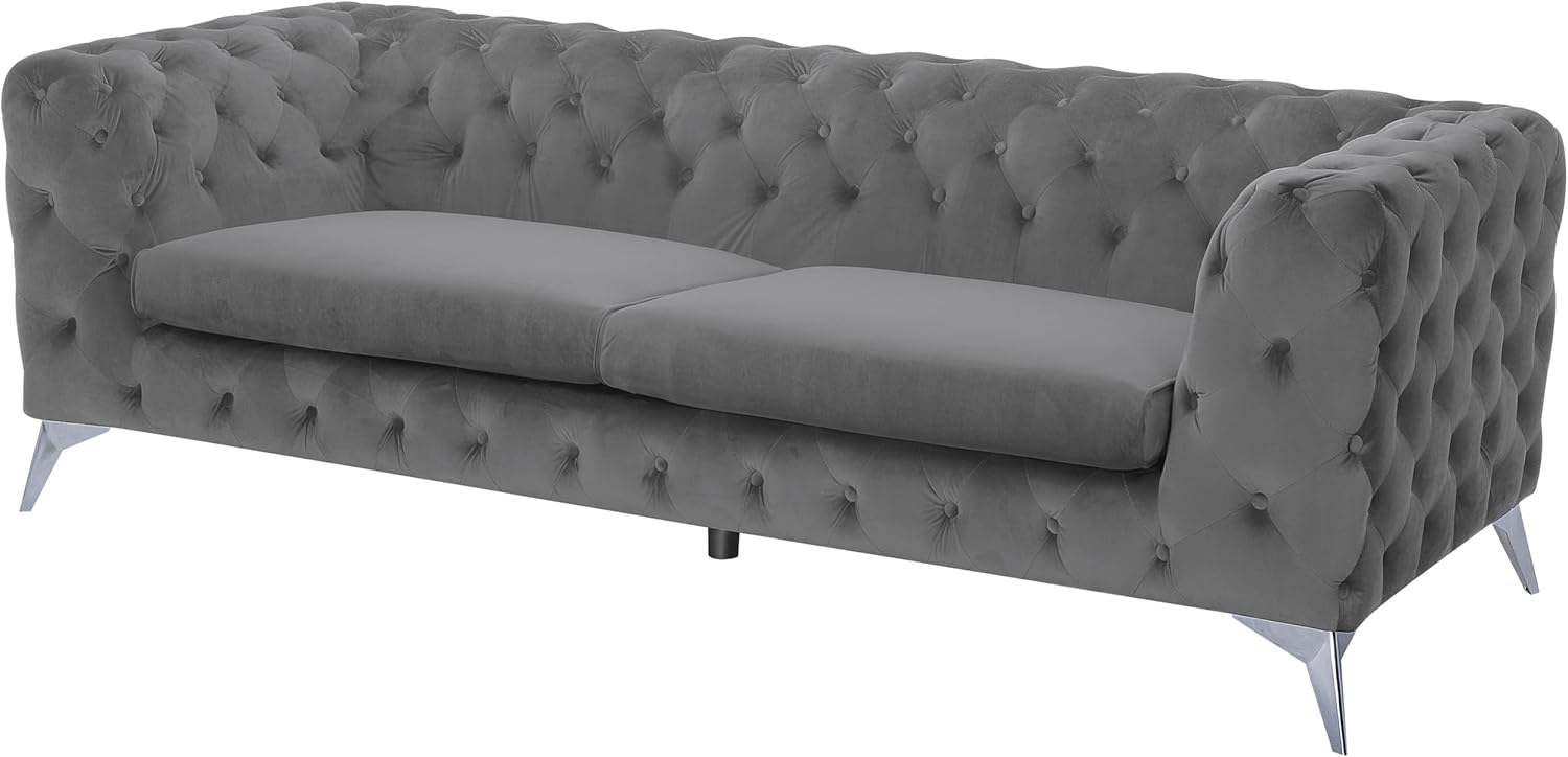 Klassisches Polstersofa Samtstoff Chesterfield Style grau Sotra