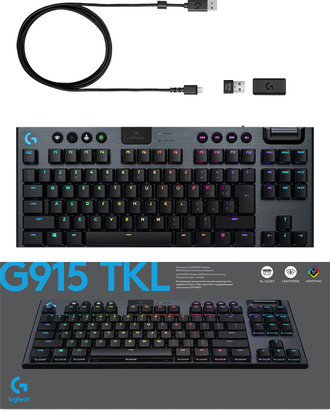 Logitech G915 Tkl Lightspeed - Trådløs Rgb Gamer Tastatur - Sort