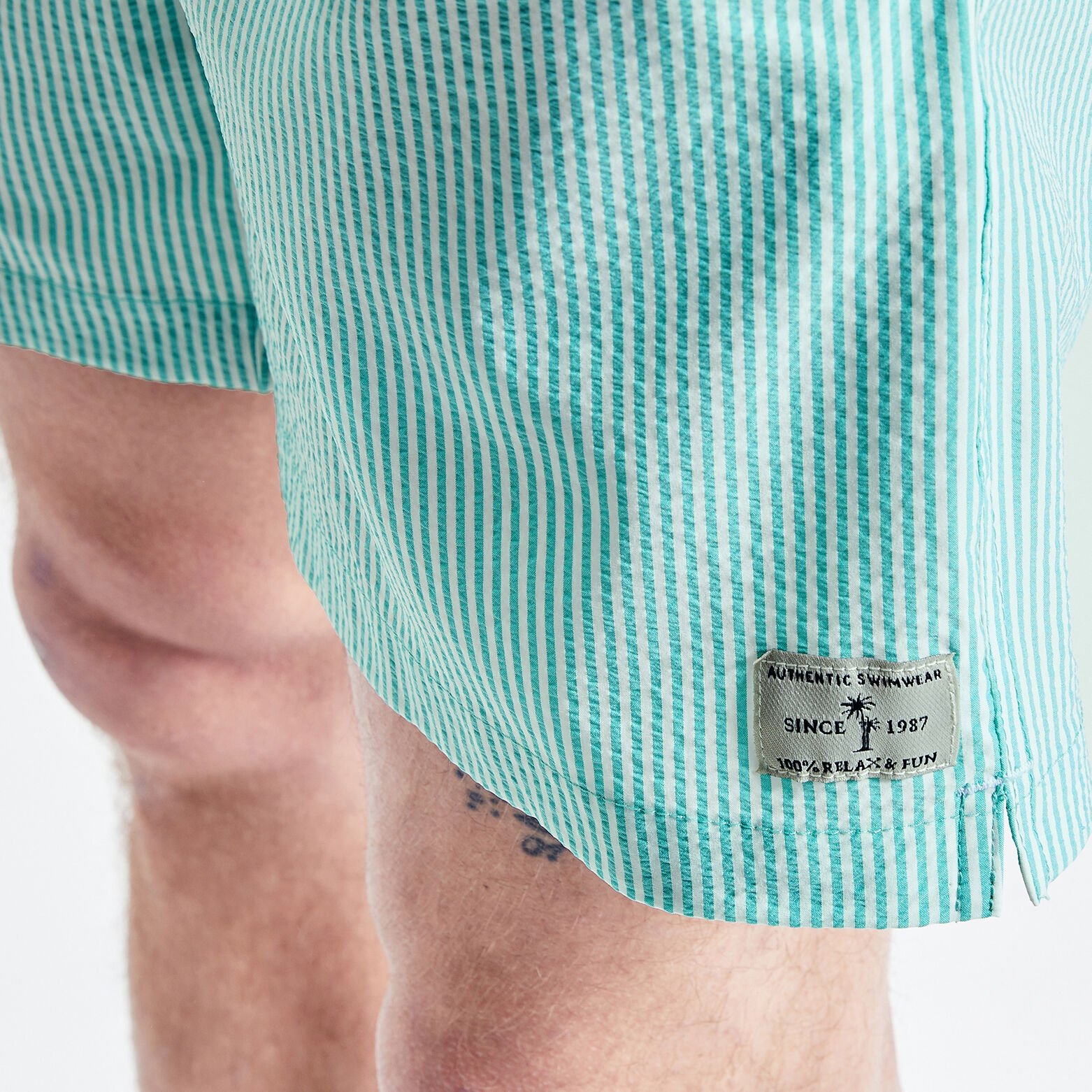 Maillot de bain rayure seersucker Bleu turquoise