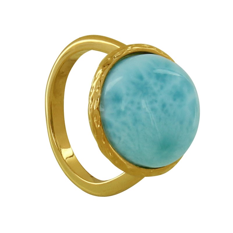 Bague Plaqué Or Grosse Demi Perle de Larimar