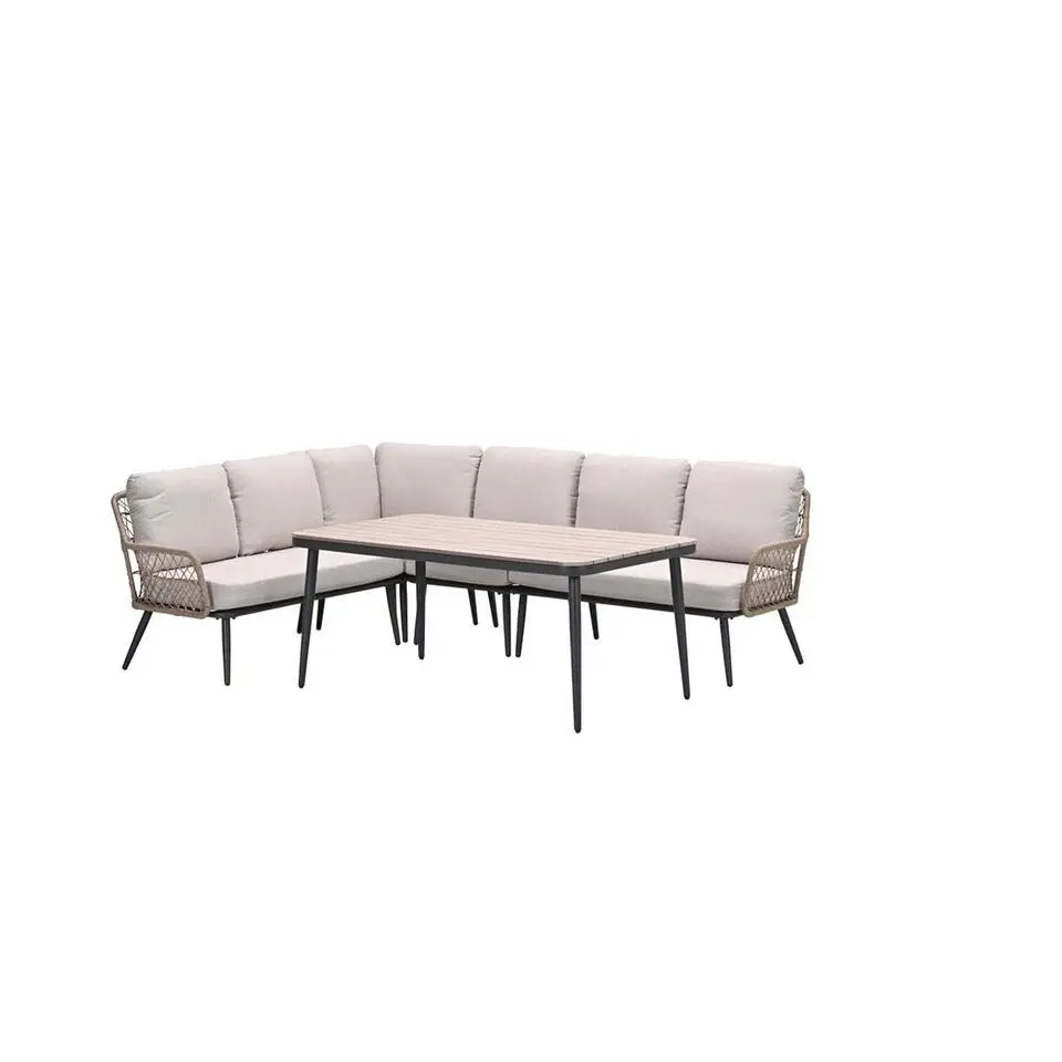 Allasio lounge-dining hoekset - 5-dlg. - c.black - desert sand - VW