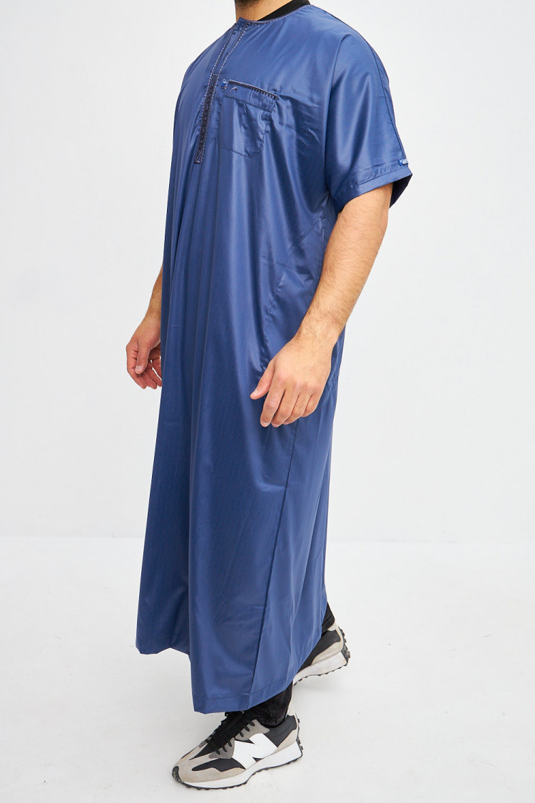 Qamis satiné à manches courtes