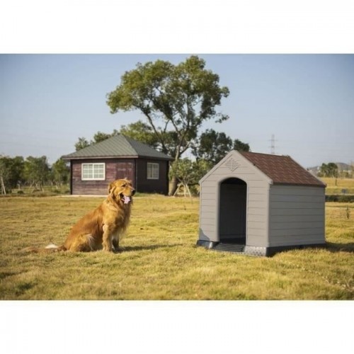 Casinha de cachorro de plástico bege e marrom da Cstore Poil & Plumes