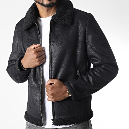 Veste Zippée Col Mouton Eagle Noir