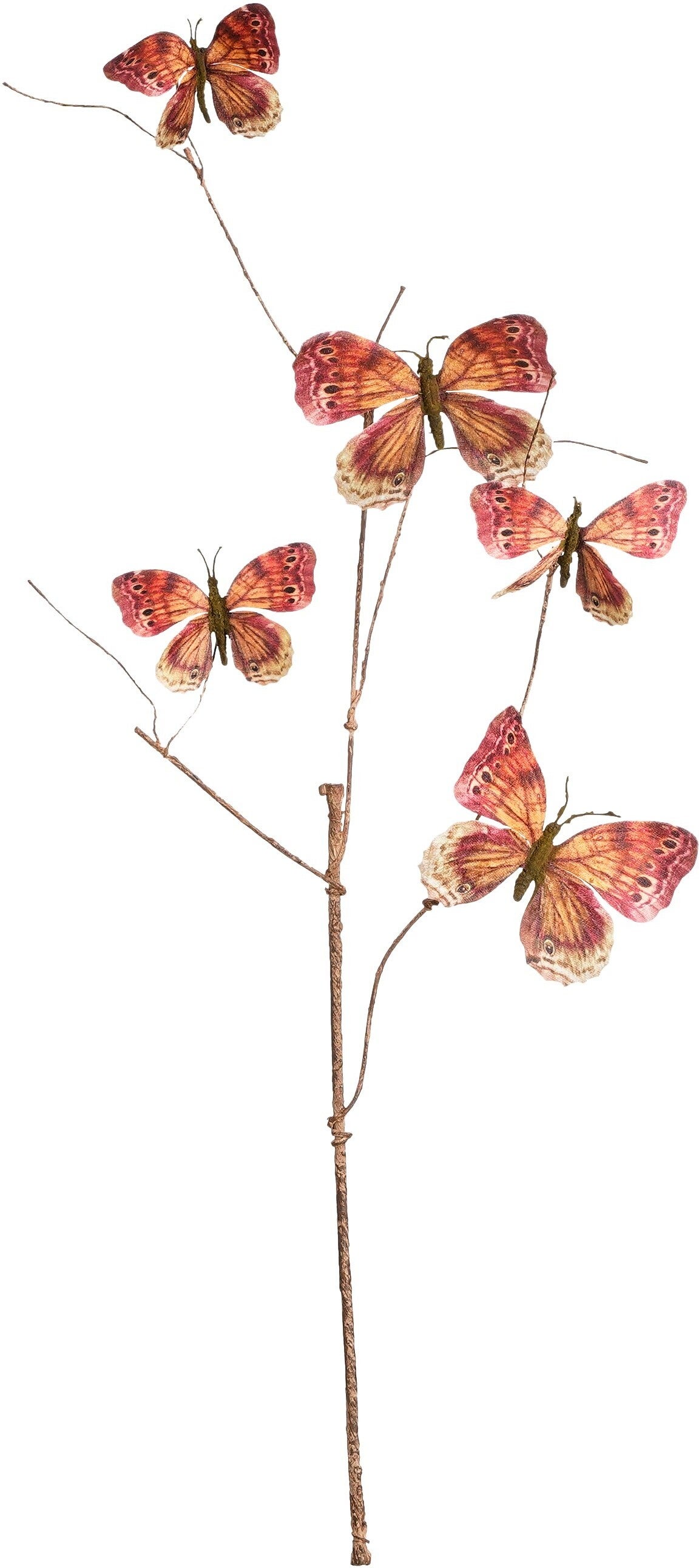 Mica Decorations kunsttak met vlinders oranje 94 cm