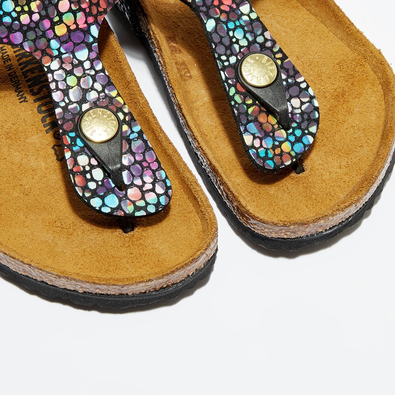 Birkenstock Mules Gizeh noir/multicolore
