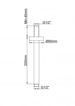 Mueller Gold douchearm plafondbevestiging 20cm geborsteld messing
