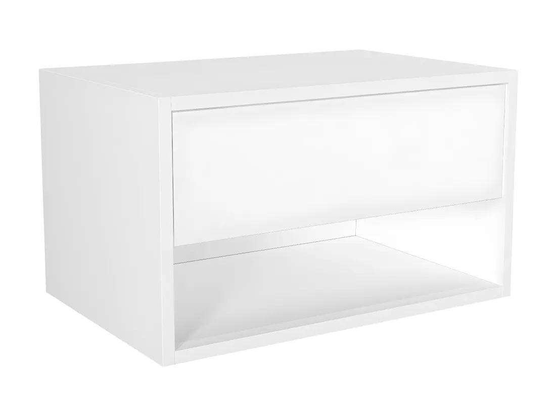 Table de chevet suspendue - 1 tiroir et 1 niche - Blanc - RITAMI