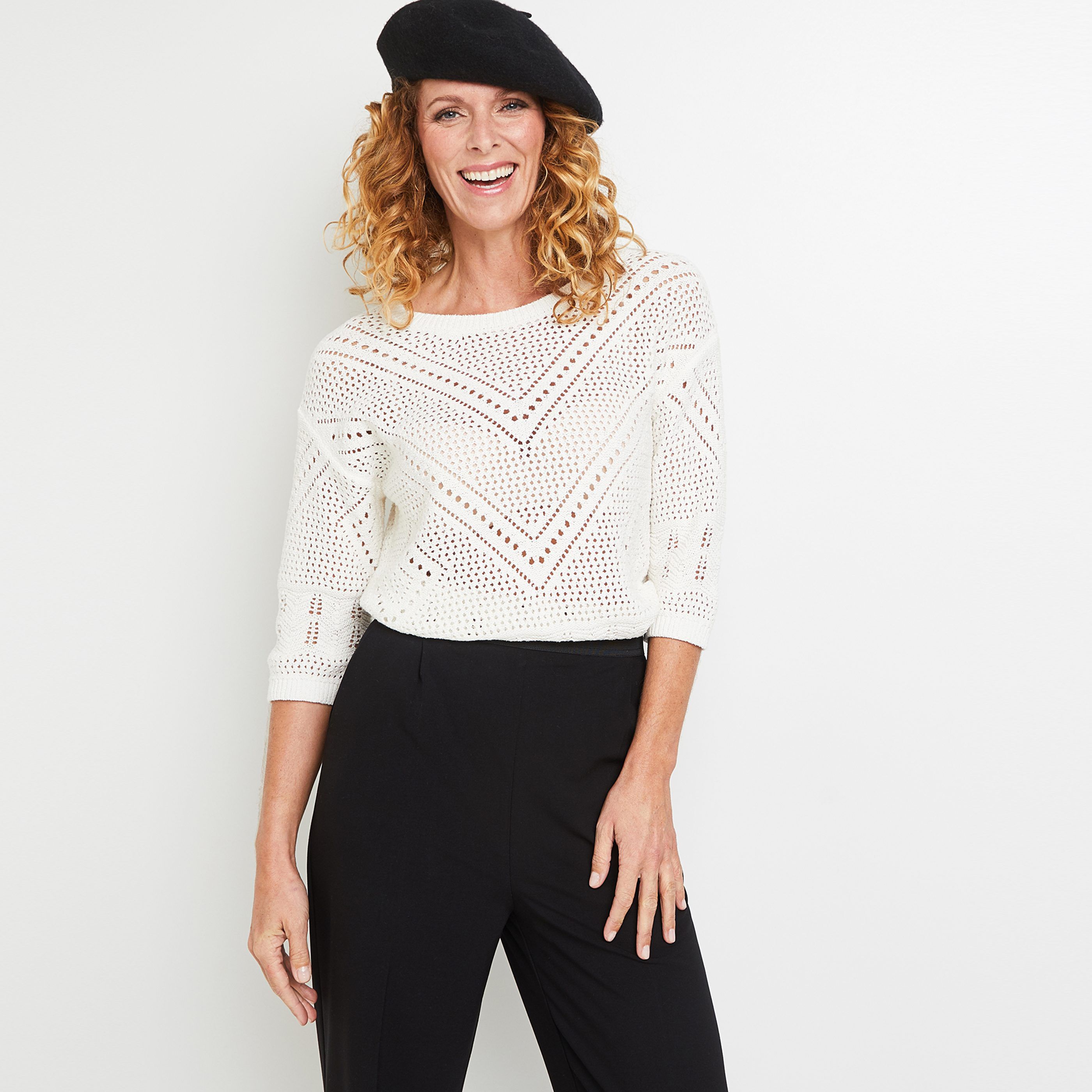 Pull ajouré femme - BLANC