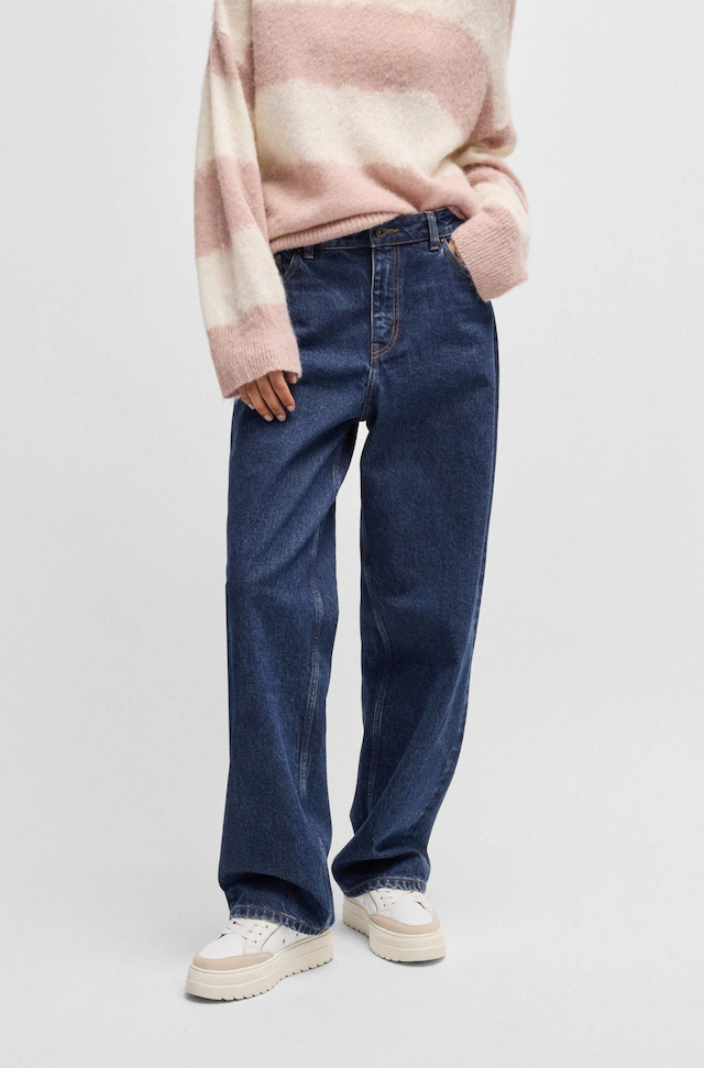 HUGO Blue Relax-fit-Jeans »Leni« mit charakteristischer Stickerei