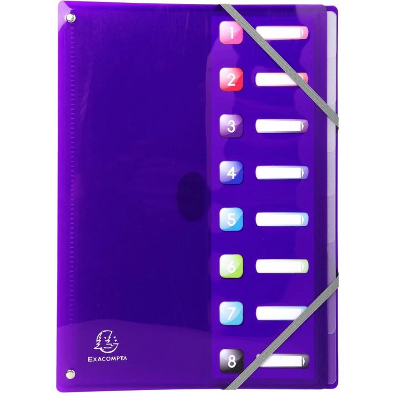 Trieur extensible en polypropylène 8 compartiments IDERAMA PP - A4 - Couleurs assorties