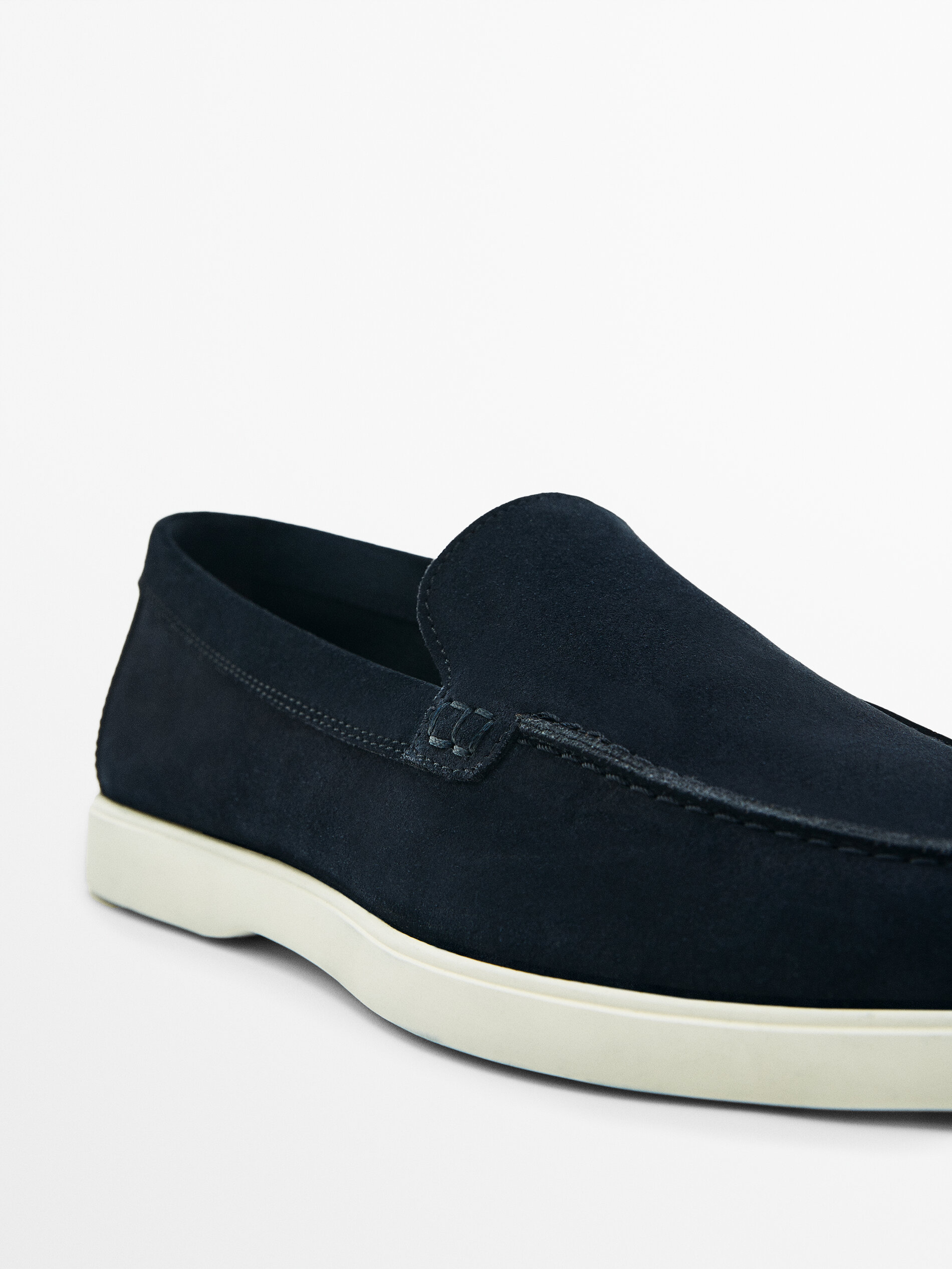 Mocasín piel serraje - AZUL