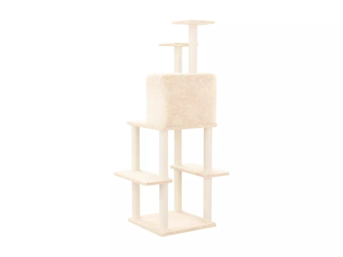 Arbre à chat avec griffoirs en sisal Crème 144,5 cm