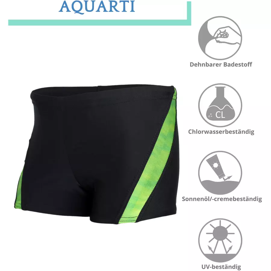 Aquarti Jungen Schwimmhose Kontrastfarbige Einsätze hellgrün