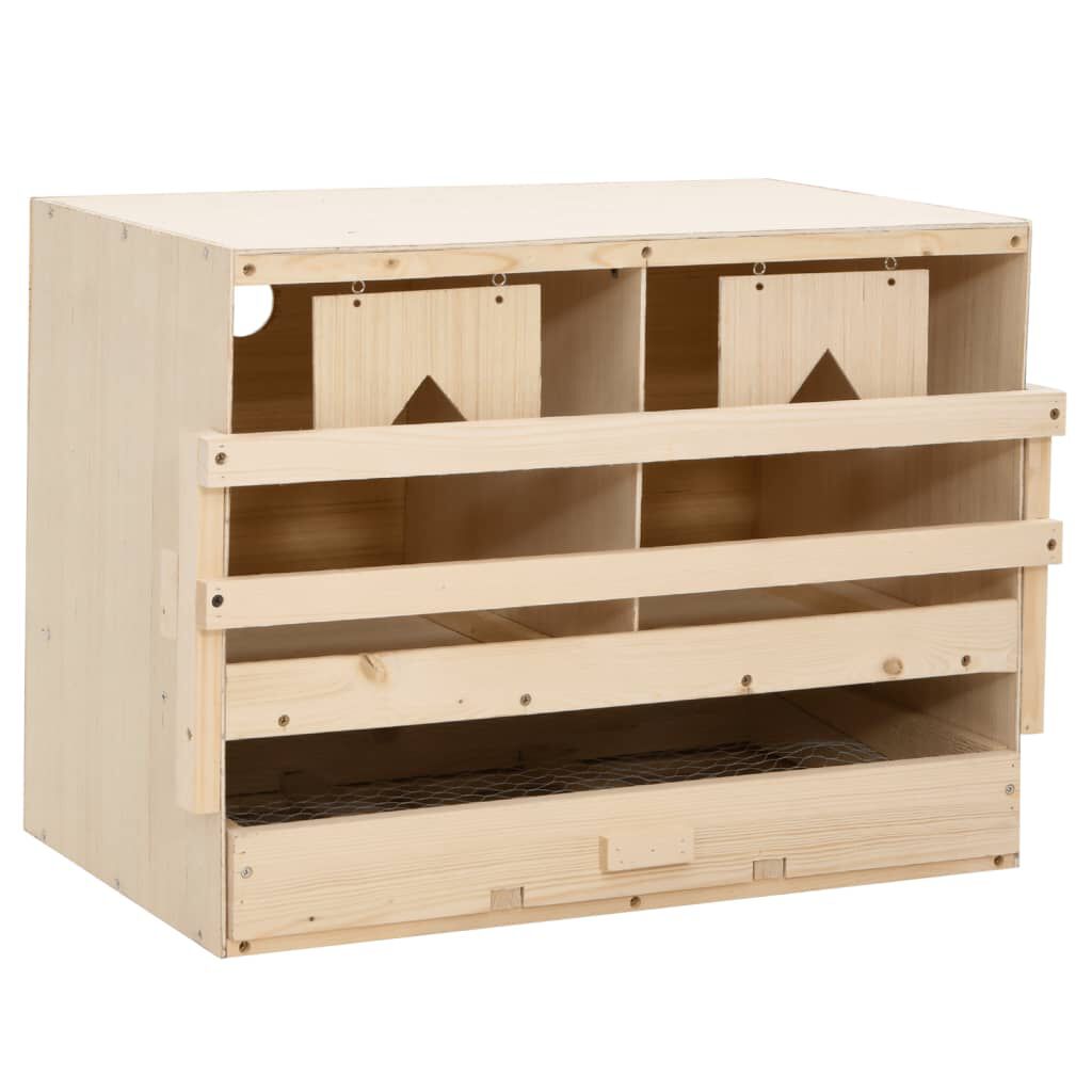 vidaXL Kippennest, 2 compartimenten, 63x40x45 cm, massief grenenhout