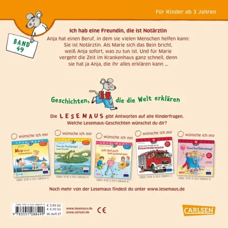 Carlsen Verlag LESEMAUS 49: Ich hab eine Freundin, die ist Notärztin