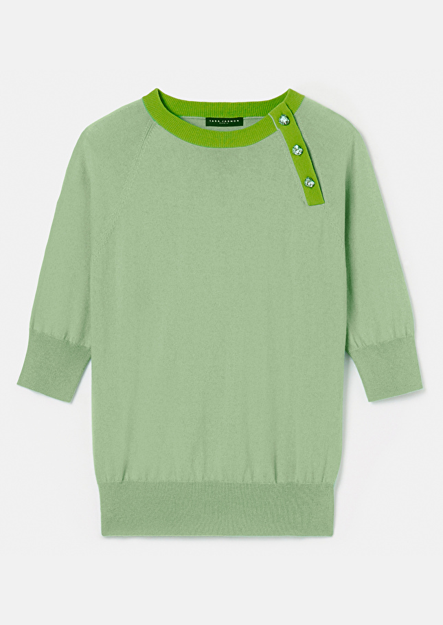 Pull Pastellevert en laine et coton