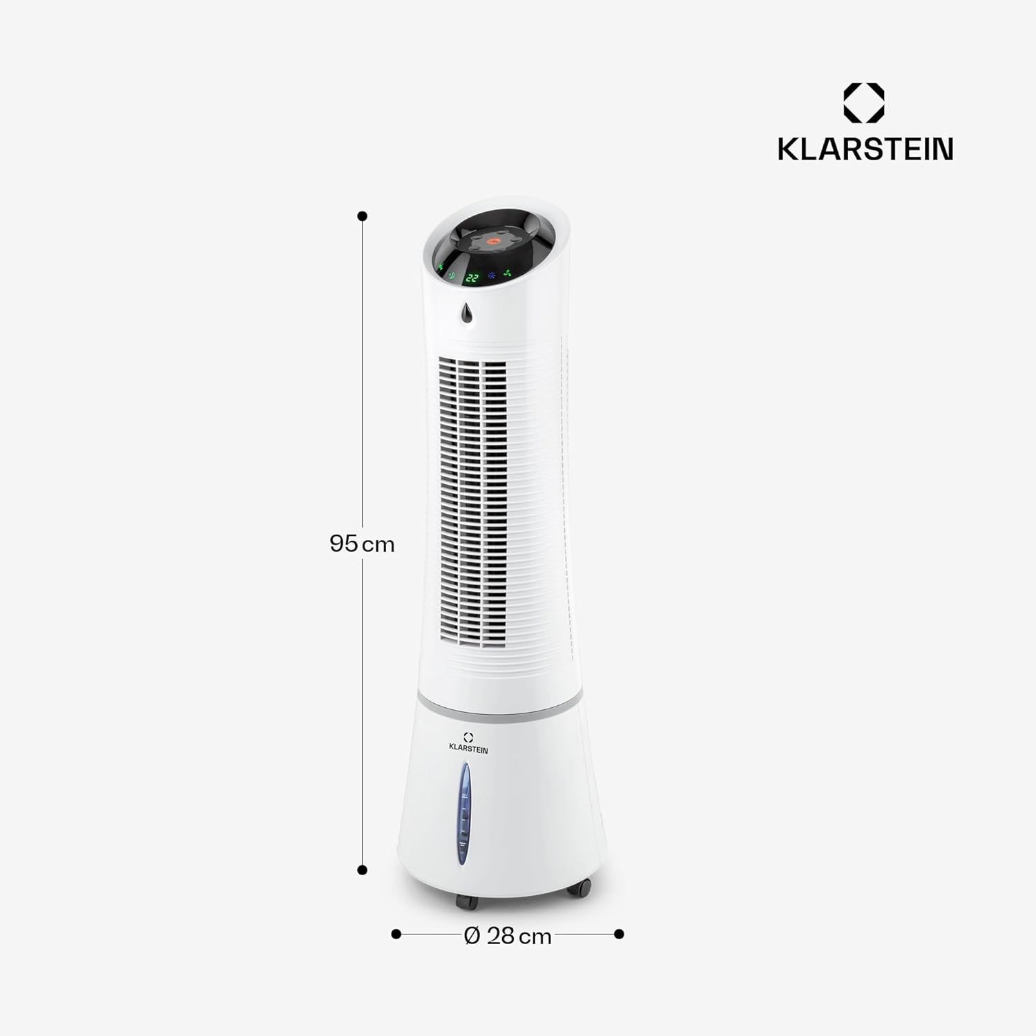 Klarstein 4-in-1: Smart Luftkühler, Ventilator, Luftbefeuchter & Ionisation I 6 L Wassertank, Oszillation, 30 W, 210 m³/h, Timer I Klimagerät ohne Abluftschlauch, Mobiles Klimagerät, Weiß
